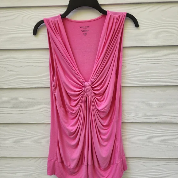 XL Nine West Pink Draped Tank Top - Picture 4 of 6